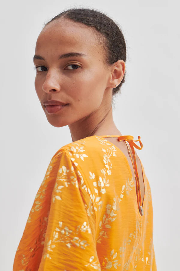 SECOND FEMALE Honesty V Neck Gold Print Dress - Apricot