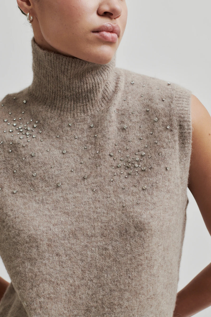 Second Female, Sparkling Knit Vest, Roasted Cashew