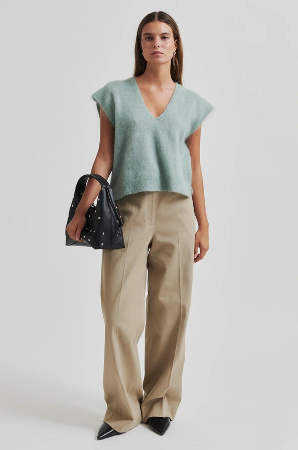 Second Female Camryn Vneck vest,slate green