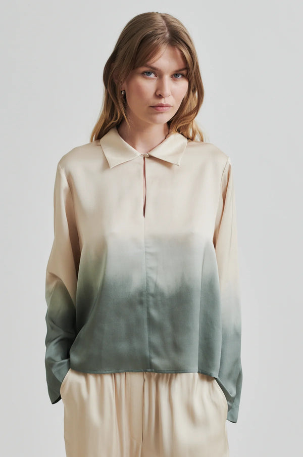 Second Female Avora dip dye blouse,agave green