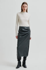 Second Female Seerie faux leather Skirt,black sand