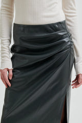 Second Female Seerie faux leather Skirt,black sand