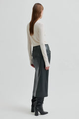Second Female Seerie faux leather Skirt,black sand
