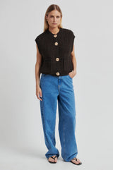 Second Female Urikke brooch knit vest,chocolate torte