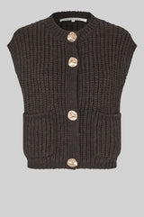 Second Female Urikke brooch knit vest,chocolate torte