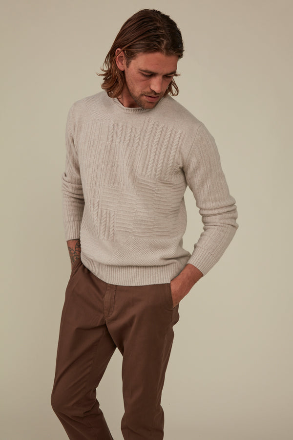 CHRISTIAN KIMBER Albert Wool/Cashmere Crewneck , Ivory