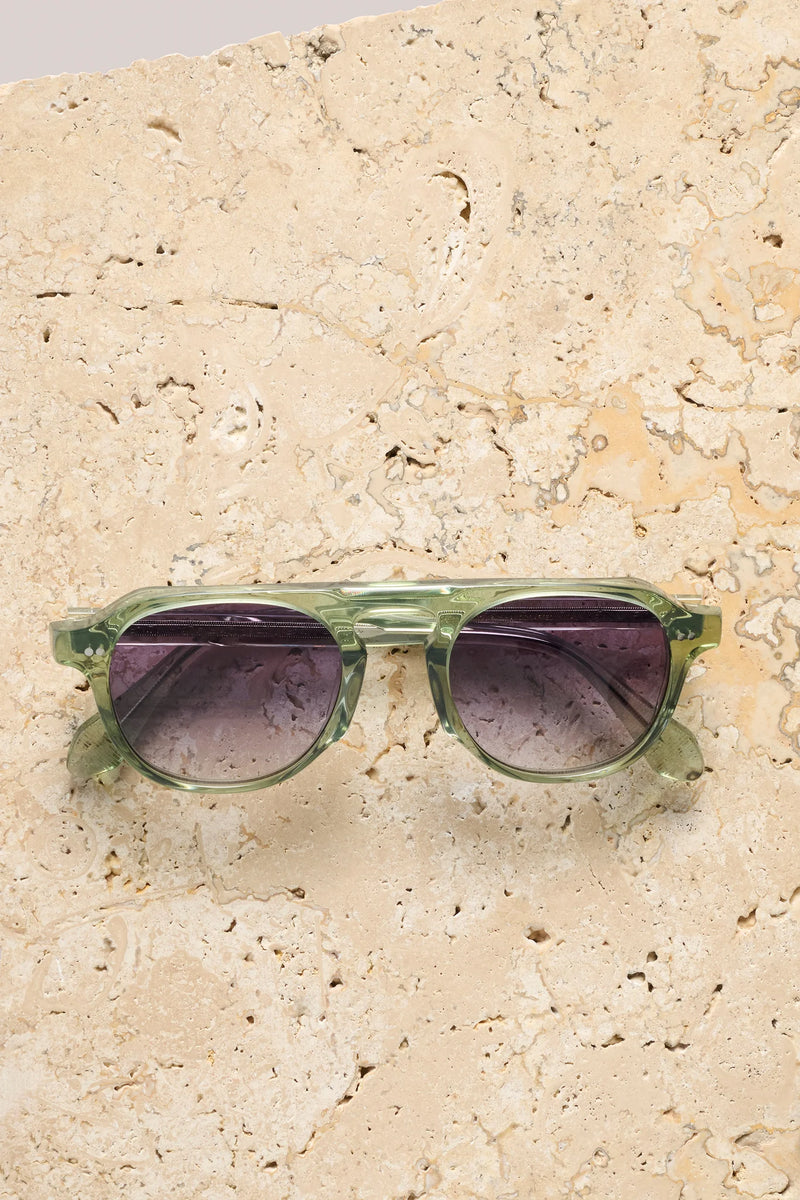 Christian Kimber Aireys Aviator Sunglasses - Green Frame/Grey Lens