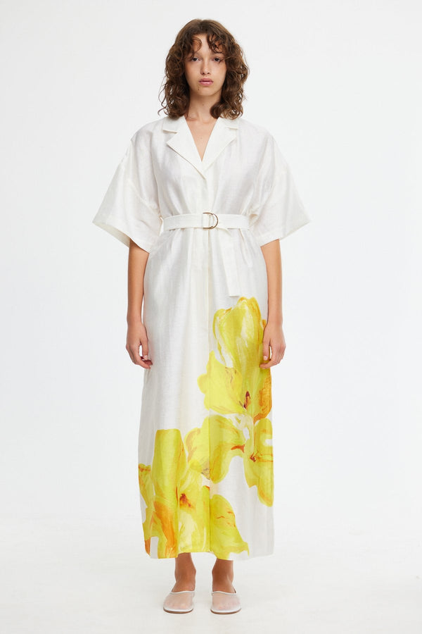 ACLER, Hawkesbury Midi Dress, Ivory Calla Lily