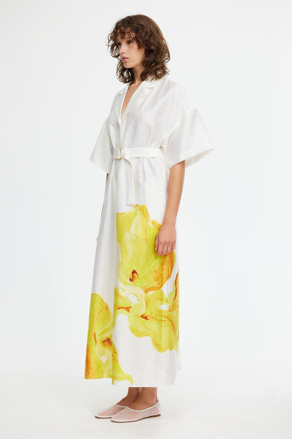 ACLER, Hawkesbury Midi Dress, Ivory Calla Lily