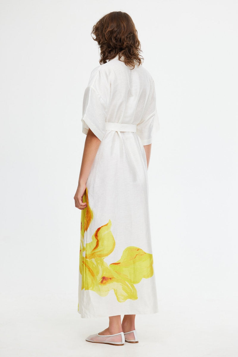 ACLER, Hawkesbury Midi Dress, Ivory Calla Lily