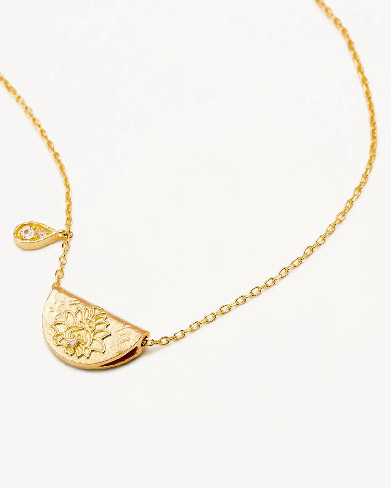 By Charlotte, Lotus Birthstone Necklace Collection, Gold Vermeil