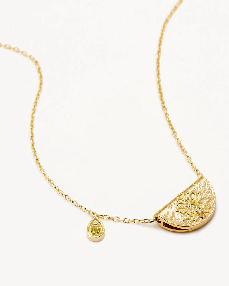 By Charlotte, Lotus Birthstone Necklace Collection, Gold Vermeil