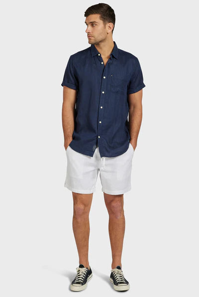 ACADEMY BRAND Hampton Linen S/S Shirt, Navy