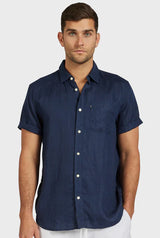 ACADEMY BRAND Hampton Linen S/S Shirt, Navy