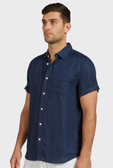 ACADEMY BRAND Hampton Linen S/S Shirt, Navy