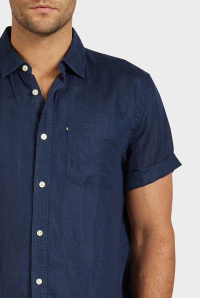 ACADEMY BRAND Hampton Linen S/S Shirt, Navy