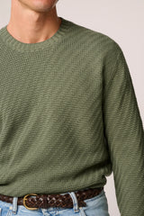 Christian Kimber Basketweave Crew Neck Sweater Wool,Olive Green