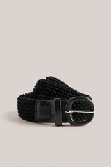 Woven Leather Belt in black by Christian Kimber