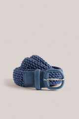 Christian Kimber woven leather belt in sky blue, handcrafted in Italy
