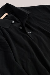 Christian Kimber Rye Paperweight Merino Long Sleeve Polo - Noir