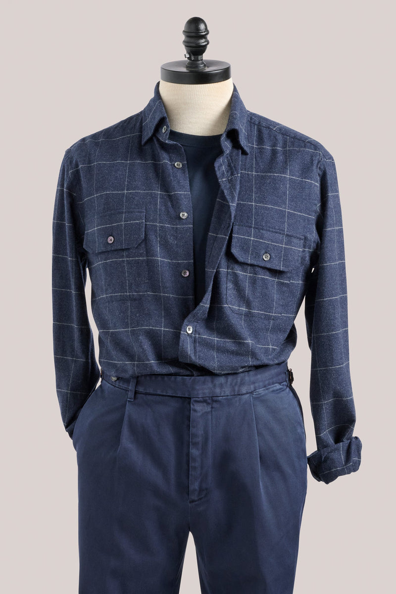Christian Kimber Longford Cotton/Cashmere Overshirt - Navy