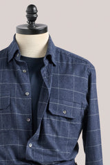 Christian Kimber Longford Cotton/Cashmere Overshirt - Navy