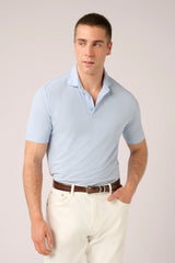 Christian Kimber Ice Cotton Short Sleeve Polo, Sky Blue