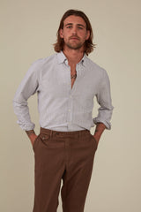 Christian Kimber Fenner Essential Oxford Shirt - Walnut Stripe