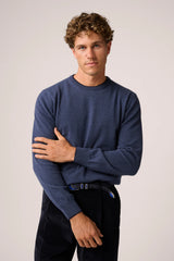 Christian Kimber Cashmere Crew Neck Knit Sweater,Indigo Blue