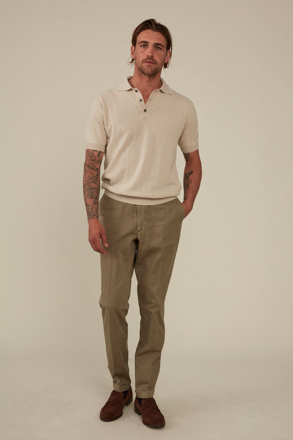 CHRISTIAN KIMBER Textured Cotton Chino Slim fit , Basil