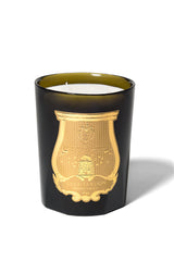 Trudon Ernesto Intermezzo Candle 800g, green glass with gold-leaf crest, front view