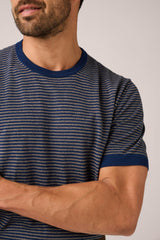 Christian Kimber Cullen Knit T-Shirt - Blue/Oat Stripe