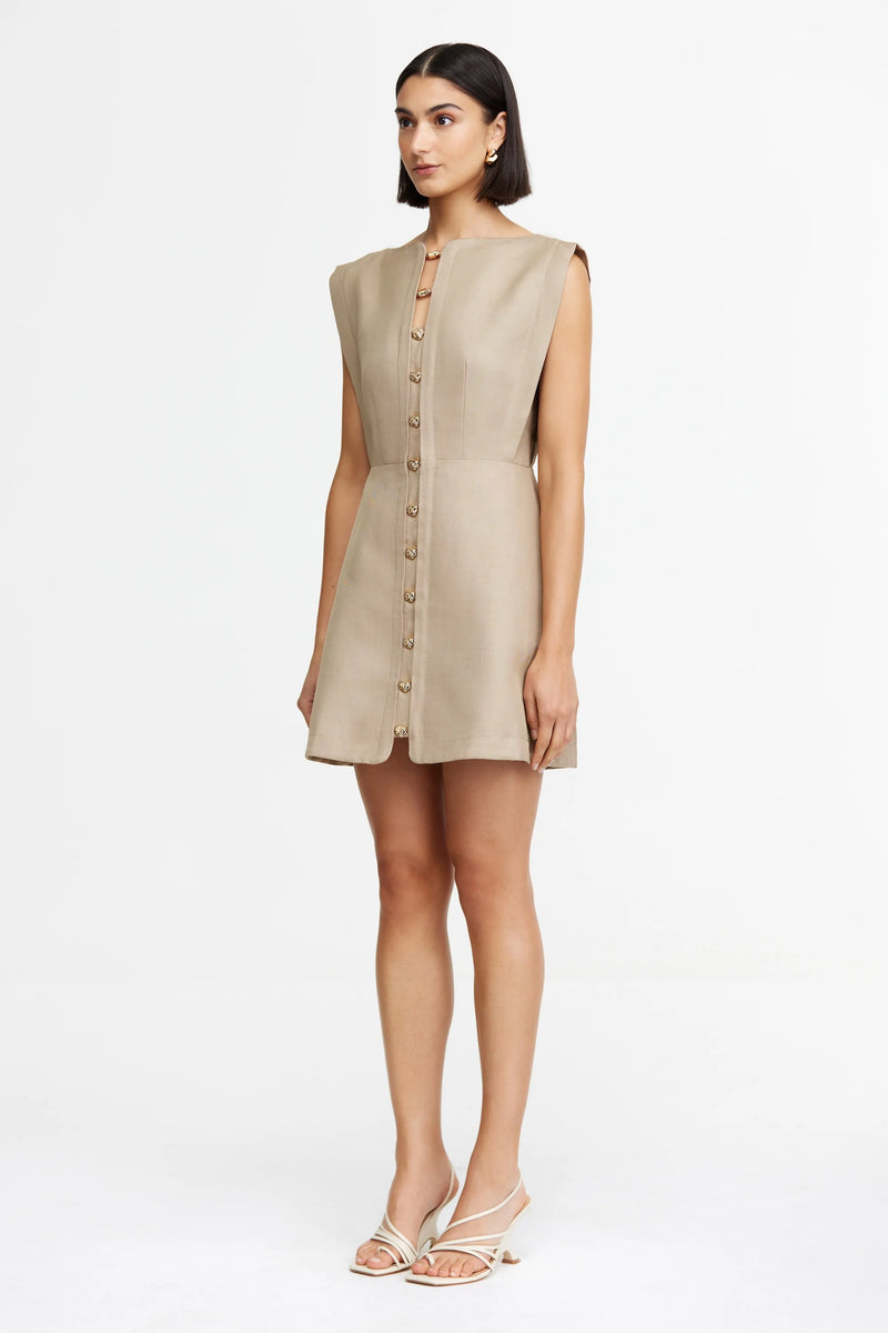 Acler Cinderford Mini Dress,Clay