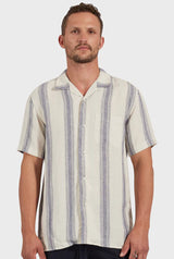 ACADEMY Driftwood Short Sleeve Shirt - Navy Stripe