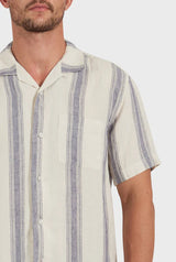 ACADEMY Driftwood Short Sleeve Shirt - Navy Stripe