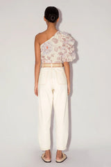 Magali Pascal Desa Top in jasmine light floral, worn by model, back view