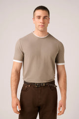 Christian Kimber Ice Cotton Double Layer T-Shirt, Taupe and White