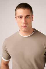 Christian Kimber Ice Cotton Double Layer T-Shirt, Taupe and White