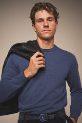 Christian Kimber Cashmere Crew Neck Knit Sweater,Indigo Blue