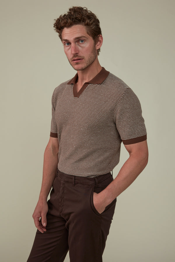 CHRISTIAN KIMBER Beechworth Short Sleeved Polo , Coffee