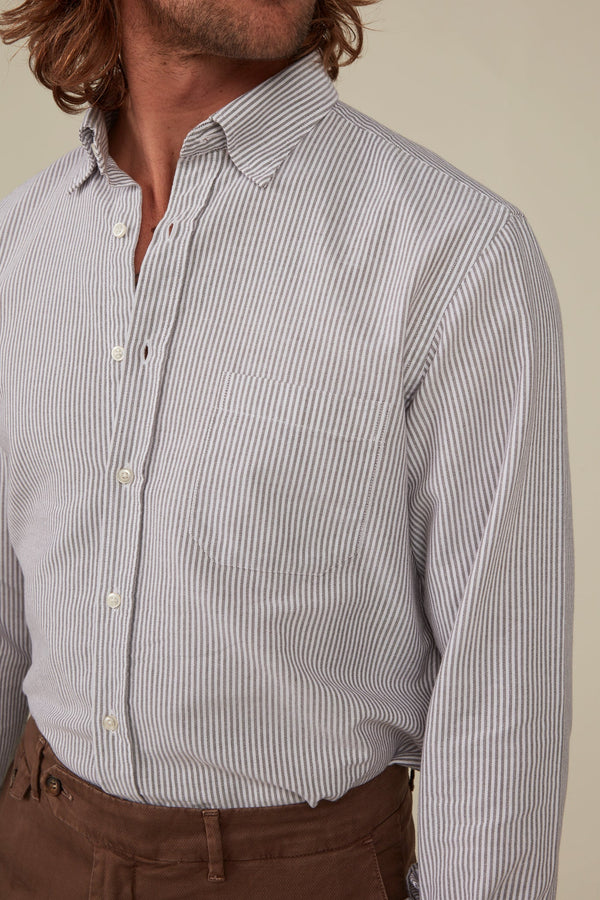 Christian Kimber Fenner Essential Oxford Shirt - Walnut Stripe
