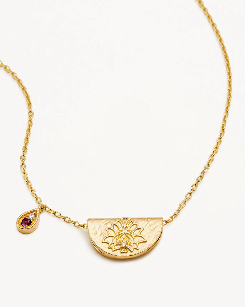 By Charlotte, Lotus Birthstone Necklace Collection, Gold Vermeil