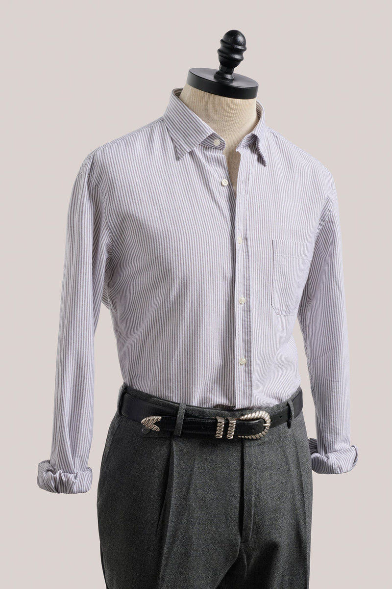 Christian Kimber Fenner Essential Oxford Shirt - Walnut Stripe
