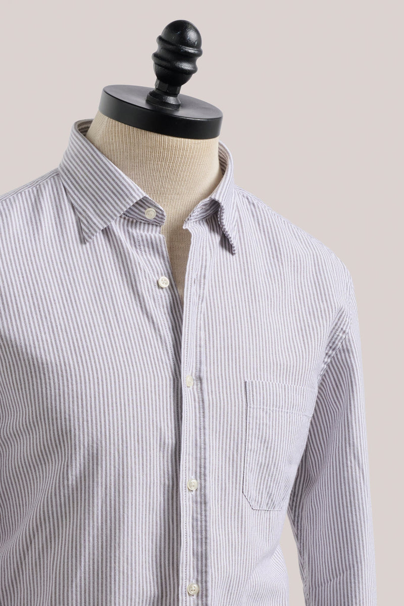 Christian Kimber Fenner Essential Oxford Shirt - Walnut Stripe
