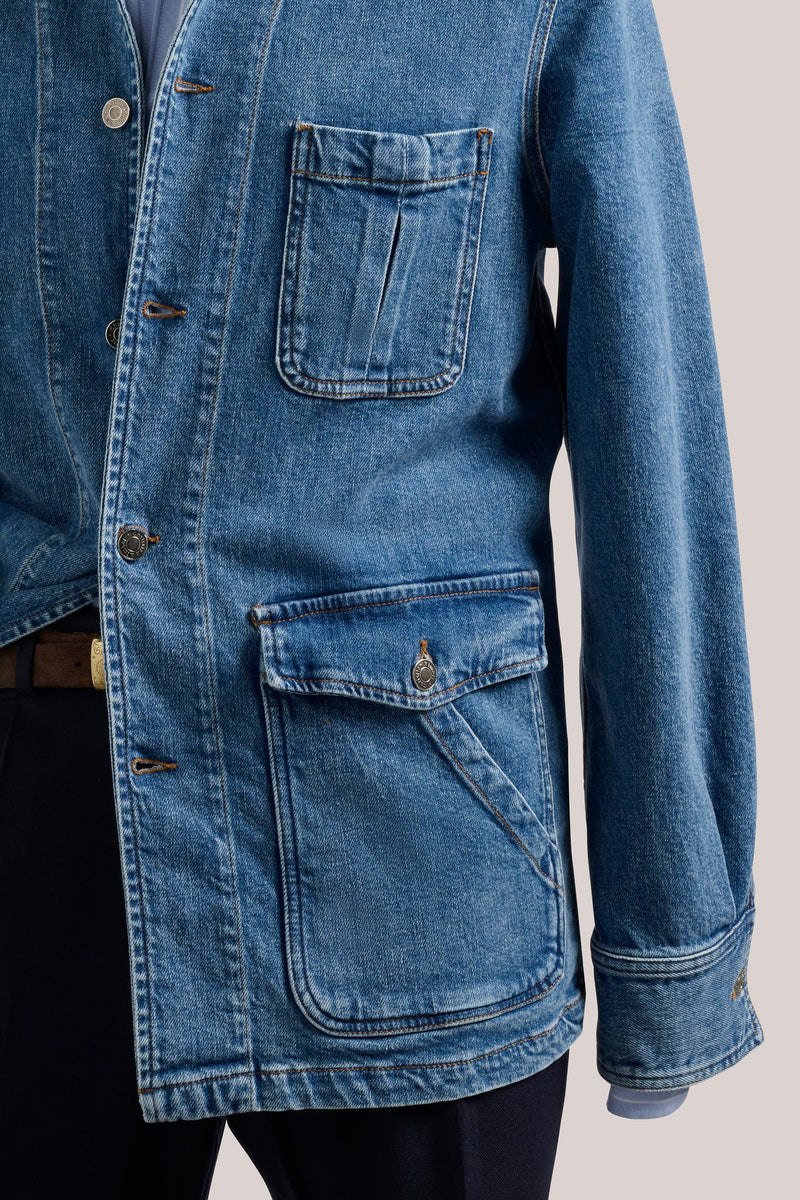Christian Kimber Fitzroy Chore Denim Jacket,Stonewash Blue