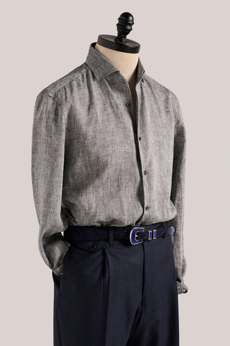 Christian Kimber Bronte Linen Evening Shirt - Charcoal