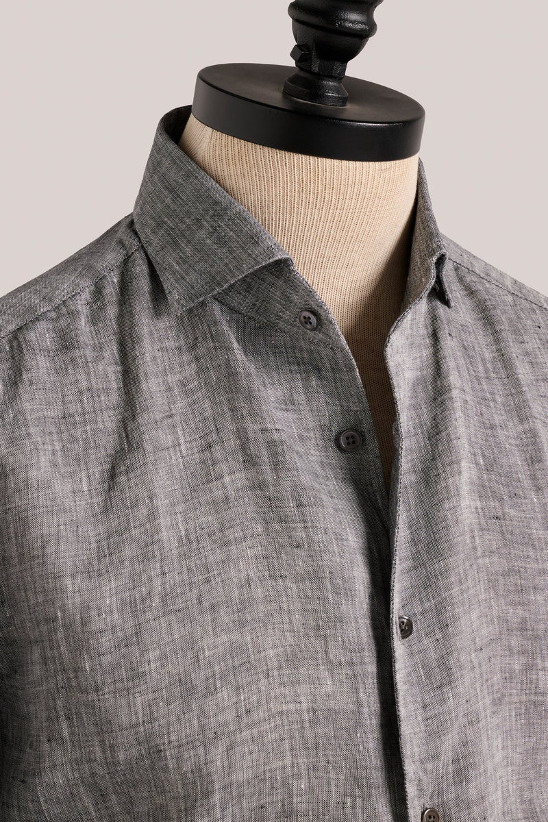 Christian Kimber Bronte Linen Evening Shirt - Charcoal