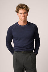 Christian Kimber Alcott Raglan Crew Sweater Vintage Wash,Indigo Blue