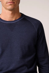 Christian Kimber Alcott Raglan Crew Sweater Vintage Wash,Indigo Blue