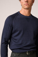 Christian Kimber Alcott Raglan Crew Sweater Vintage Wash,Indigo Blue
